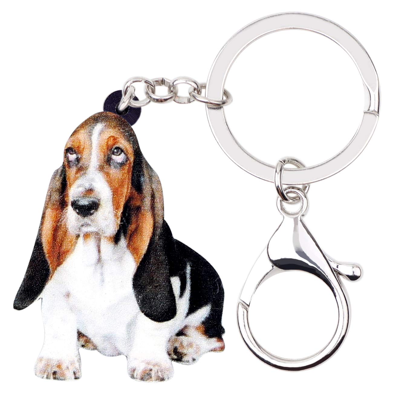 WEVENI Acrylic Basset Hound Dog Keychain Pet Keyring For Women Girls Bag Car Wallet Charms (Multicolor)