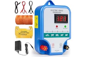 THILEMON Electric Fence Charger for Livestock and Wildlife-Control – Easy Setup, High-Power Output, Multi-Power Options (AC, 12V Battery, Solar) – Effective Animal Containment & Predator Deterrent (7.08in)