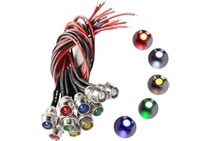 JAIZAIWJ 10pcs Metal Signal Indicator Linght,LED Indicator Light 12V/24V,Waterproof Indicator Light Lamp，Cable Length 200mm, Mounting Hole Size 8mm（5/16"）Pilot Lights for Car Trucks Boats (mixcolors)