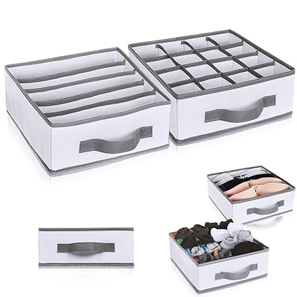 Livivo Set Of 2 Canvas Fabric Storage Box Wardrobe Organiser