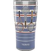 Tervis Traveler Tennis Serving Stripes Triple Walled Insulated Tumbler Travel Cup Keeps Drinks Cold & Hot, 20oz, Stainless Steel