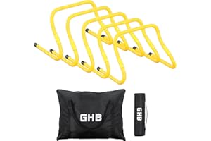 GHB Agility Hurdles 5/10 Pack Speed Agility Training Hurdles, Adjustable Sturdy Hurdles Training Equipment Set with Carry Bag for Kids,Athletes,Soccer,Basketball