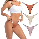 Aogda Thong Women's Underwear Sexy Panties Shine Strap G-String Thongs 3 Pack