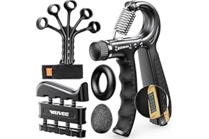WUVEE Forearm Strengthener Grip Strength Trainer Kit- Hand Gripper Strengthener 5 Pack with Grip Trainer Smart Counting, Finger Strengthener, Hand Extension Exerciser, Stress Ball&Grip Ring for Hand Therapy