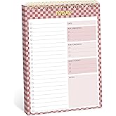 To Do List NotePad, Aesthetic To Do List Notebook for Work With 52 Sheet For Daily Tasks and Goal Setting, Undated Daily Planner Perfect for Office, Home and School Supplies - Rose Checkered