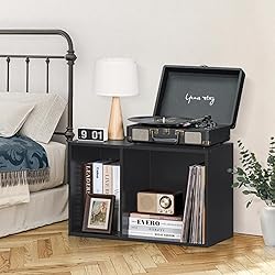 YAHARBO 2 Cube Bookshelf, Black Record Player Stand
