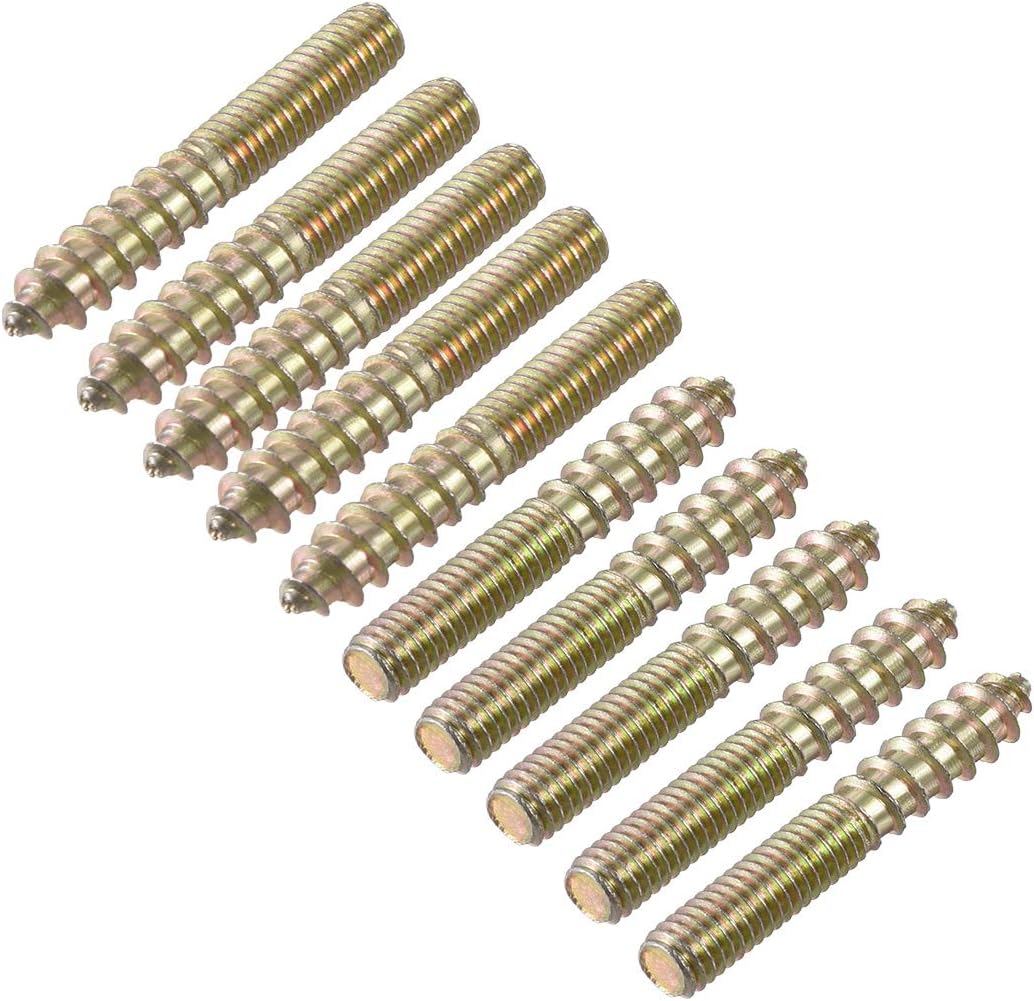 sourcing map M6 Hanger Bolts Length 15/8"(40mm) Double Headed Bolts