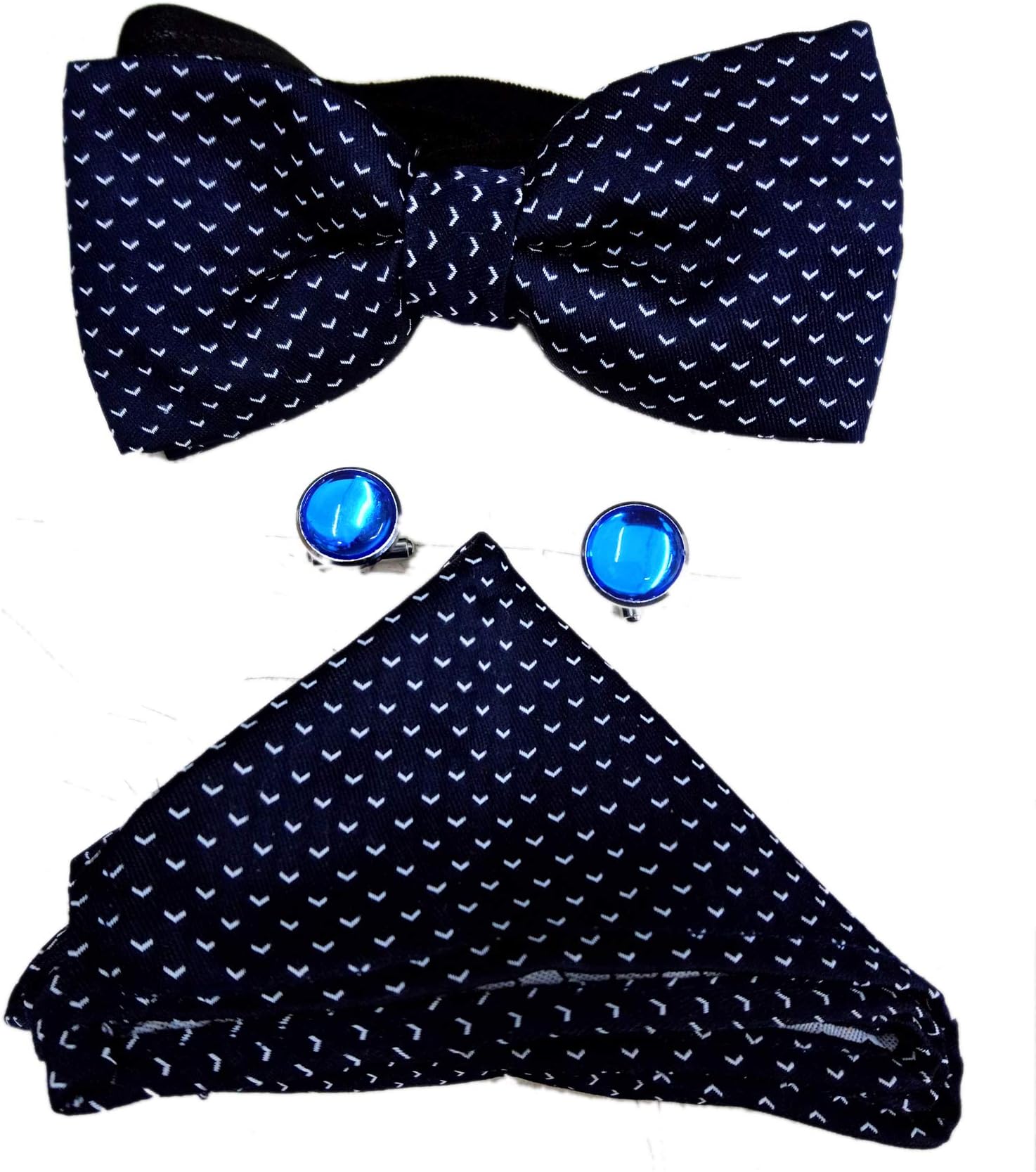 Blacksmith Polka Navy Tie, Bowtie, Cufflink, Pocket Square Set for Men