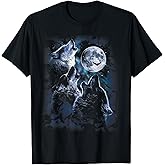 Howling at The Moon Wolf Pack Starry Wildlife Wolves Lovers T-Shirt