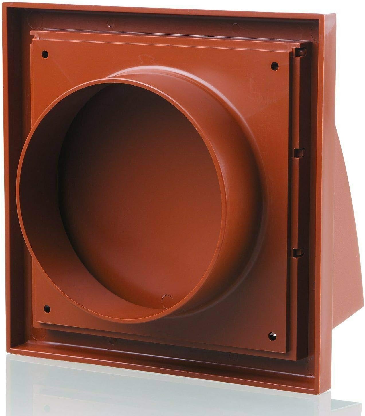 Blauberg UK Decor 185X185/125HK Terracotta Plastic Cowled Hooded Air Ventilation Wall Grille with Round Spigot and Wind Baffle Backdraught Shutter - Image 3