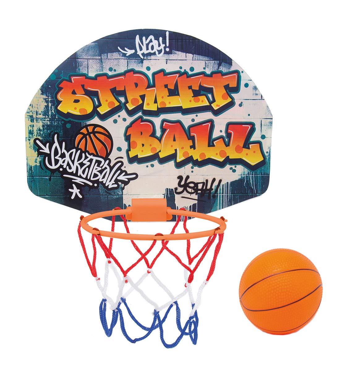 Simba 107406024 - Basketball Set with Door Holder, Board 27 x 5 x 21 cm, Basket with Net 15 cm, Ball 8.6 cm, from 3 Years