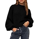 BTFBM Sweaters for Women Fall 2026 Crew Neck Lantern Long Sleeve Oversized Sweater Casual Knit Winter Pullover Tops