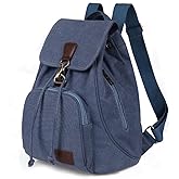 Qyoubi Canvas Fashion Backpacks Purse Casual Outdoor Shopping Daypacks Sports Rucksack Hiking Travel Multipurpose Bag Navy Blue