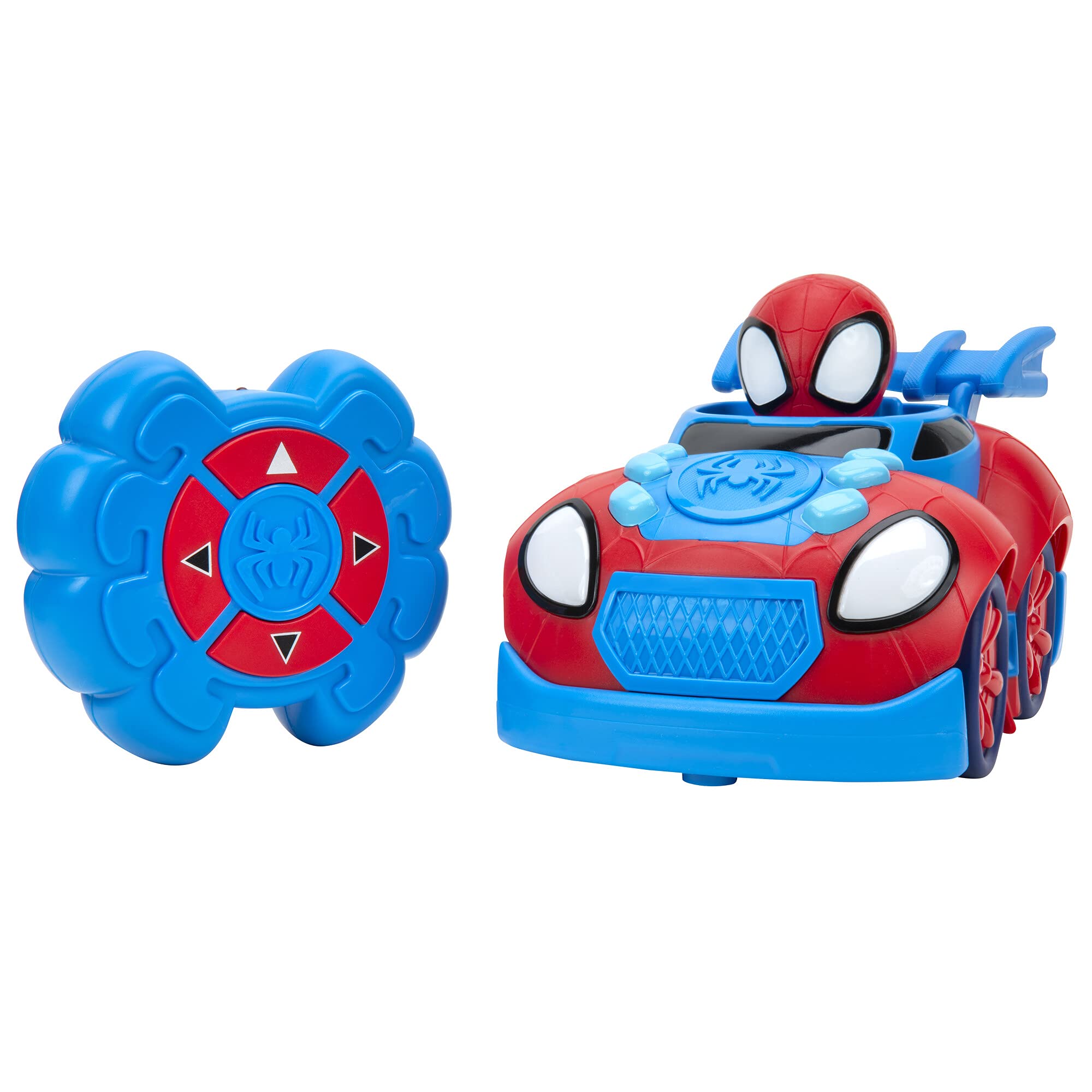 Photo 1 of Jazwares Marvel Spidey and His Amazing Friends Web Crawler RC - Remote-Controlled Vehicle - Features Built-in Super Hero with 4 Controller Functions, Blue & Red