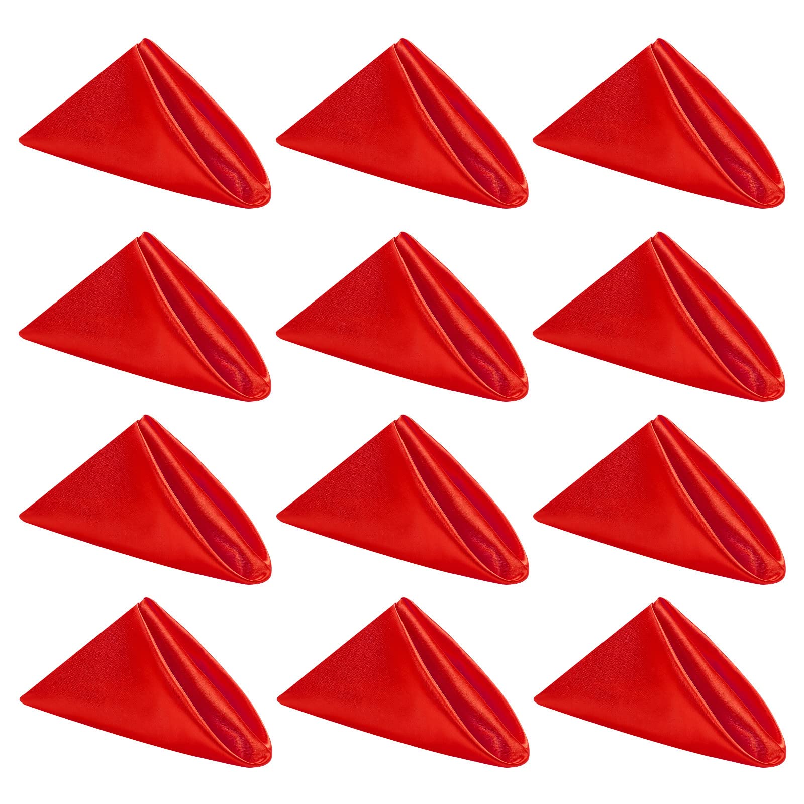 Red Cloth Napkin Set of 12,Satin Dinner Napkins Cloth Washable,Reusable Napkin for Everyday Use Dining Table,Restaurant,Wedding,Thanksgiving and Christmas20 x 20",Red