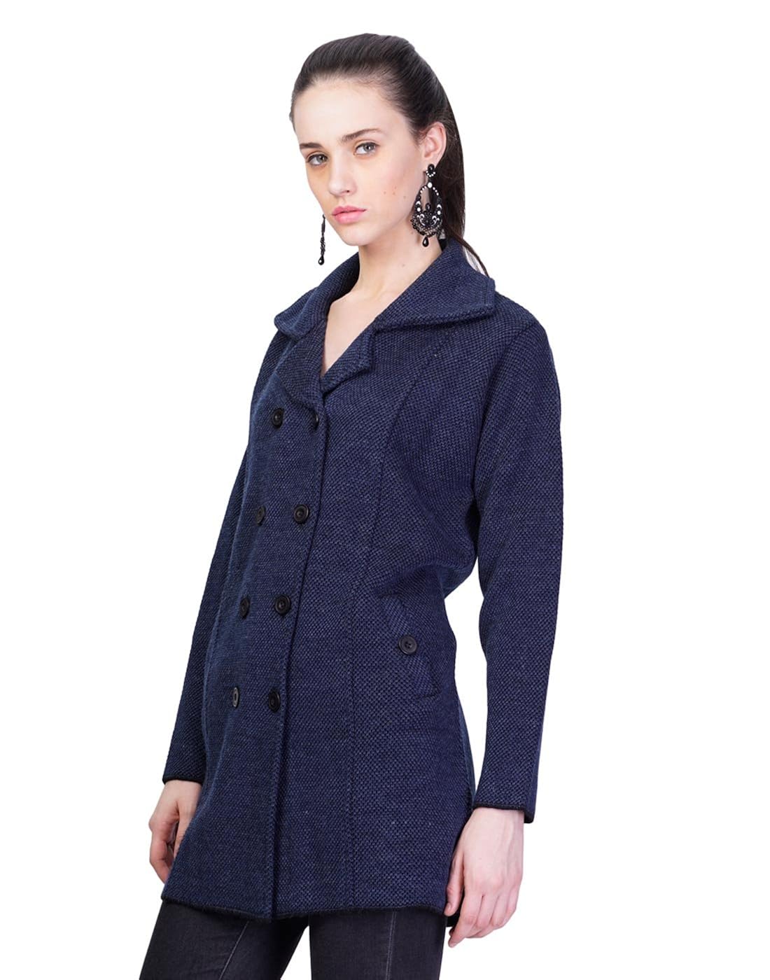 montrex navy blue long coat for women