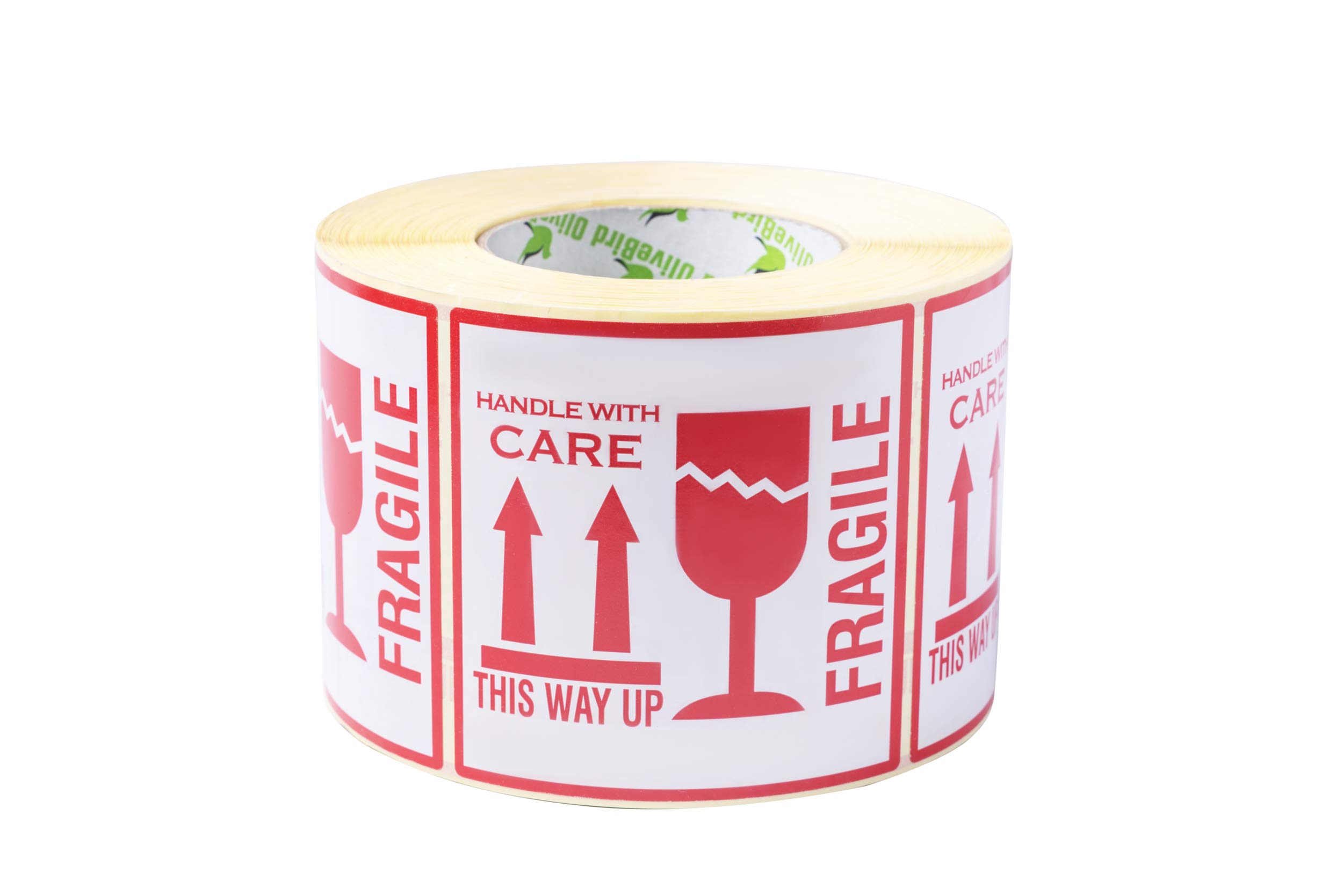 OliveBird 1,000 Fragile Stickers This Way Up, Handle with Care, Large 10x10CM (1000)