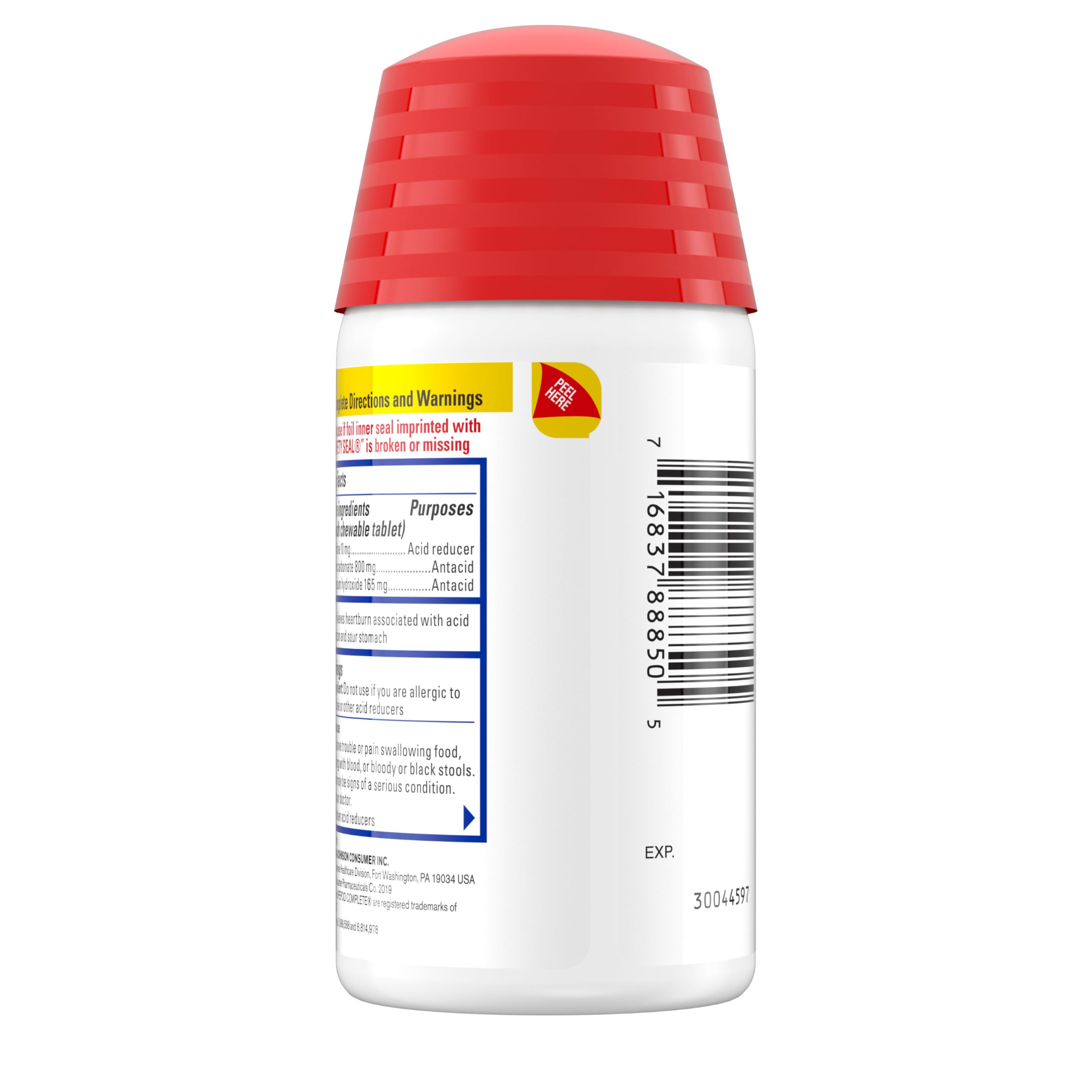 Pepcid Complete Acid Reducer + Antacid Chewables, 10mg Famotidine, 800mg Calcium Carbonate & 165mg Magnesium Hydroxide per Heartburn Medicine Tablet, Antacid Chews, Mint, 50 ct
