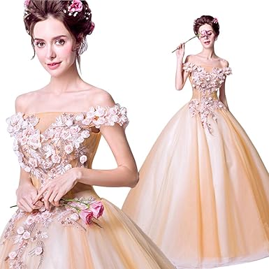 light orange wedding dress