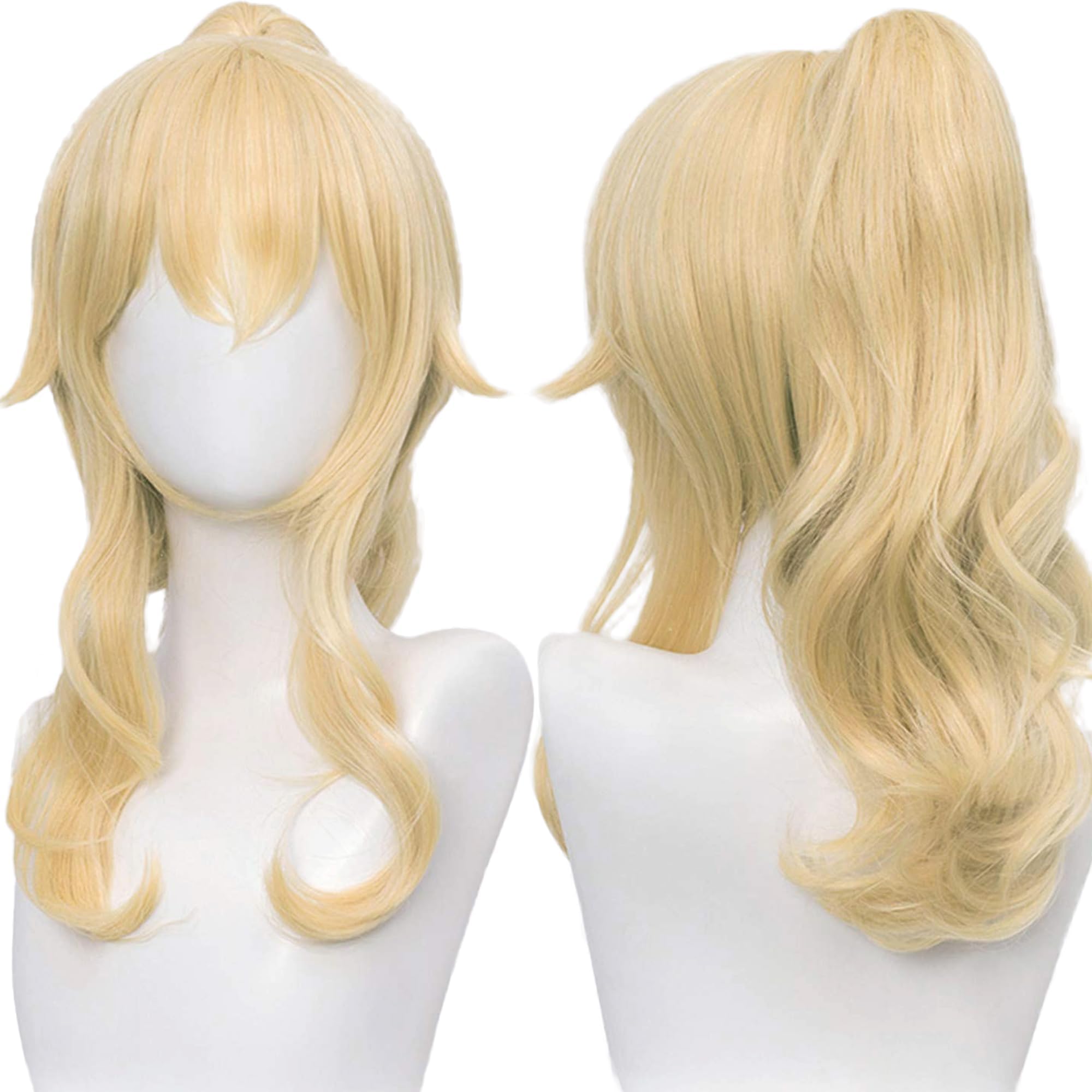 Blonde Long Wave Ponytail Sideburn Heat Resistant Costume Hairs for Women Halloween Comic Con Anime Cos Party Replacement Wigs — image 1