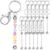 Guiqulai 12 Pcs Beadable Keychain Bars Metal Beaded Keychain Blank Keychain Strips for DIY Keychain Pendant Jewelry Crafts