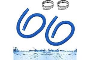 AOOLBIC Pool Pump Replacement Hose for Above Ground Pools compatible with Intex Filter Pump 607, 637, 330GPH, 530GPH, 1,000GPH 59” Long 1.25" Diameter Filter Pump Hose With 2 Clamps (2 Pack)