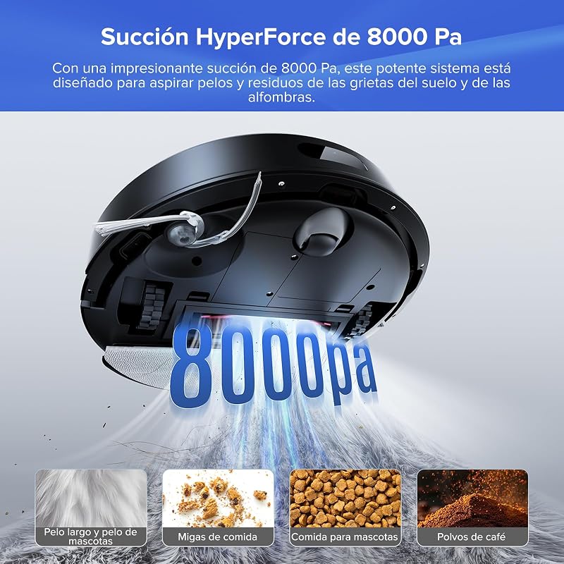 Q7L5+ Robot Aspirador y Fregador Succión Extrema de 8000 Pa, Negro