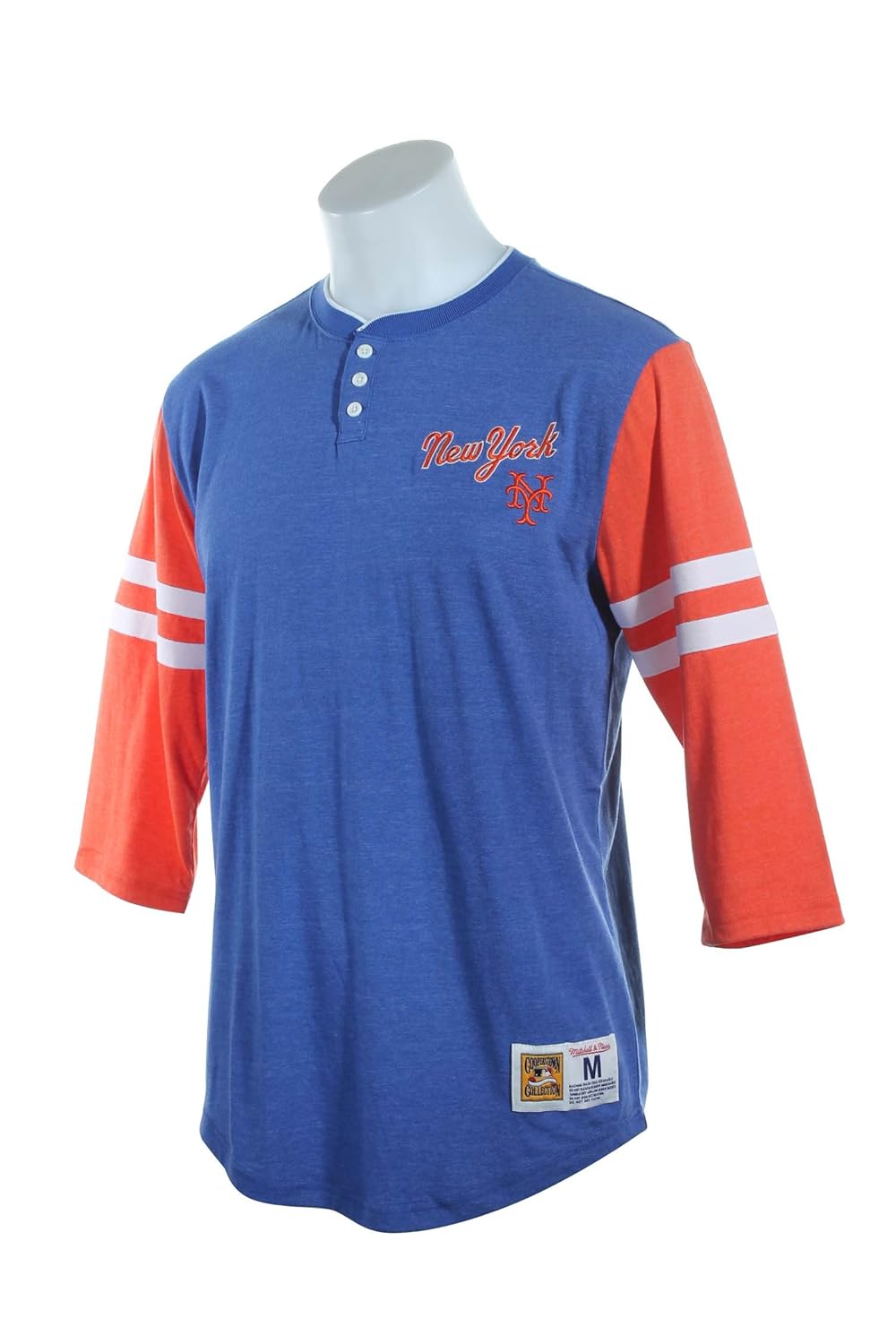 Mitchell & Ness New York Mets "Home Stretch" T-Shirt - MLB 3/4 Sleeve Henley Shirt