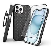 Ailiber Designed for iPhone 15 Pro Case with Stand, iPhone 15 Pro Belt Clip Holster with Camera Lens&Screen Protector, Swivel 2-in-1 Holder, Slim Shockproof Pouch Full Body Cell Phone Cover-Black