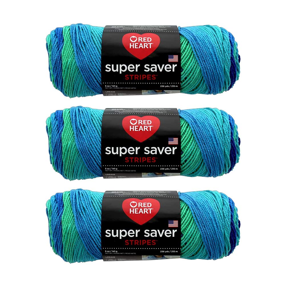 Red Heart Bulk Buy Super Saver Yarn (3-Pack) Cool E300-4967