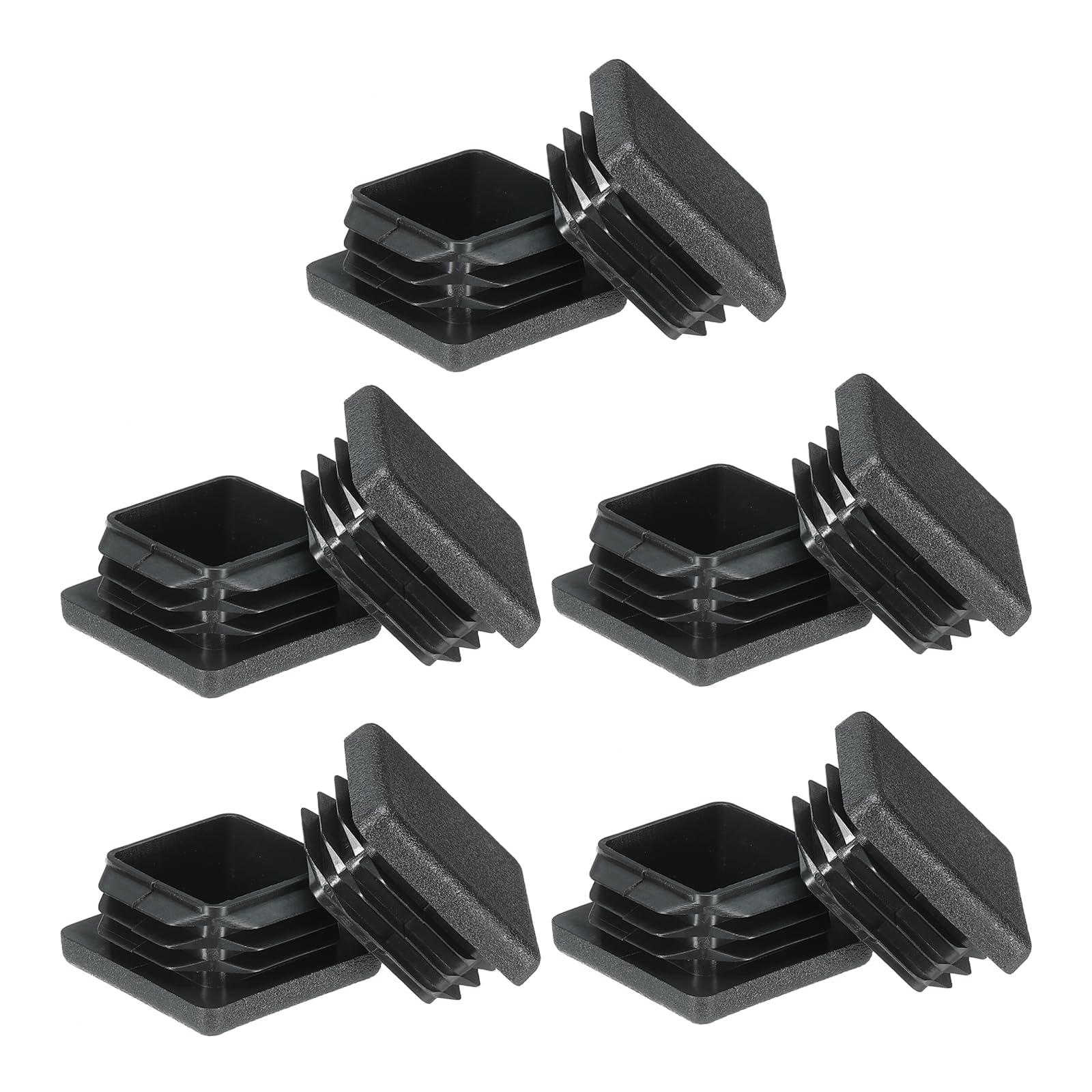 PATIKIL Square Plastic Hole Plugs 1.3inch, 10 Pack Tubing Insert End Cap for Square Metal Tubing Furniture Chair Leg Fence Post Pipe, Black