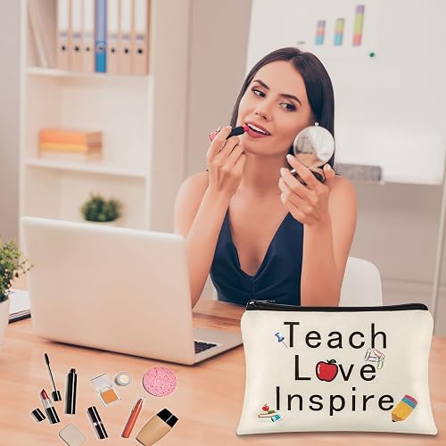 18-teiliges Lehrer-Geschenkset – 12 Schlüsselanhänger + 6 Make-up-Taschen, Personalisierbar, Mehrfarbig