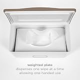Ubbi Baby Wipes Dispenser with Weighted Plate and Seal Taupe view 3
