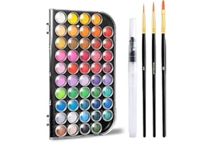 GETHPEN Watercolor Paint,48 Colors Washable Watercolor Paint Set With Brush, Refillable Water Brush Pen, Palette, and Water-Washable Paints for Kids, Adults and Artists.