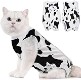 Avont Cat Recovery Suit Post Surgery Elizabethan Collar Alternative Cow Print M