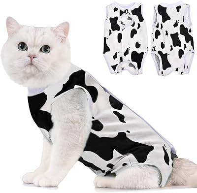 Avont Cat Recovery Suit Post Surgery Kitten Onesie Cow Print S