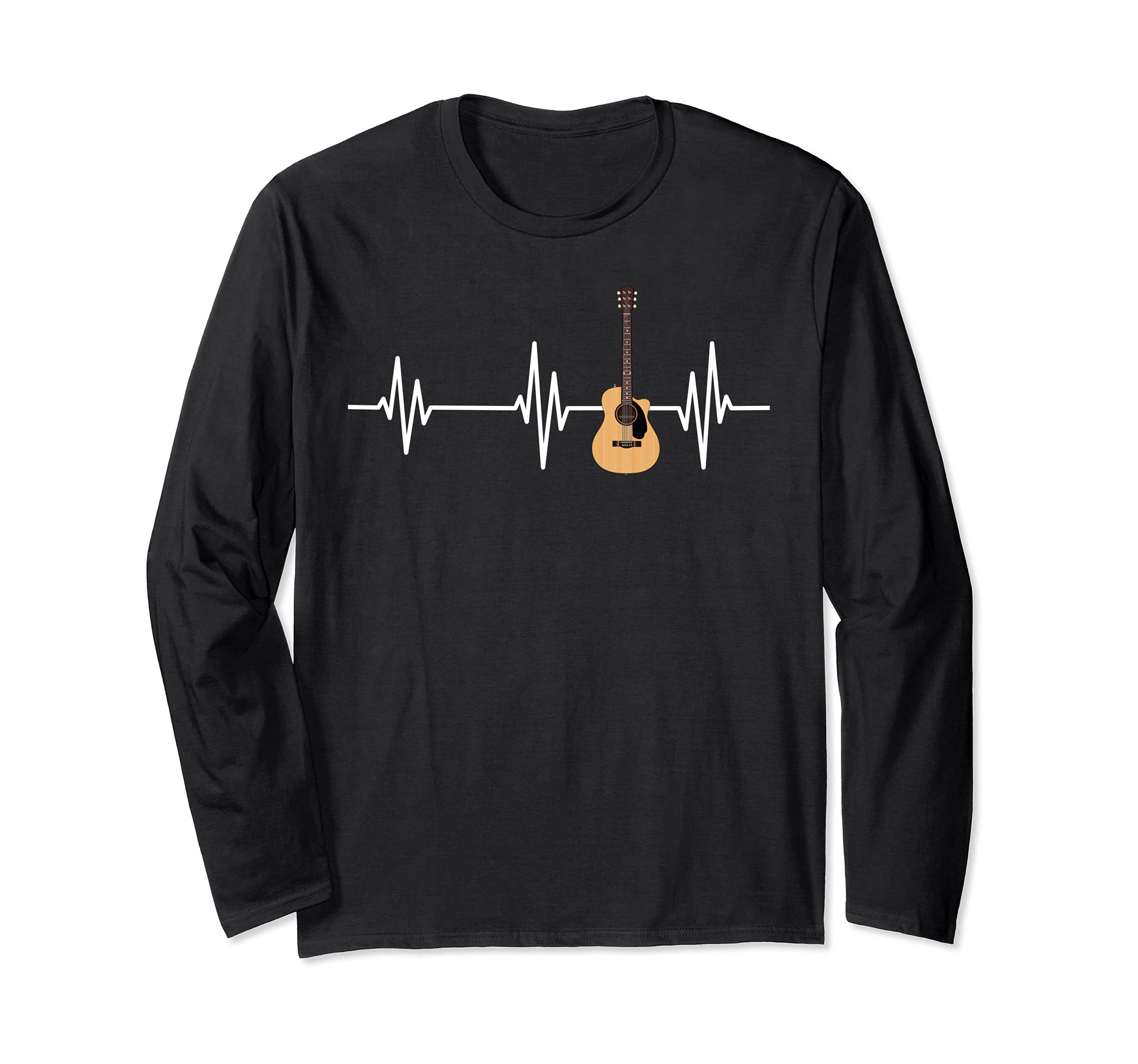 Acoustic Guitar Player Heartbeat Guitarist Musician Guitar Long Sleeve T-Shirt
