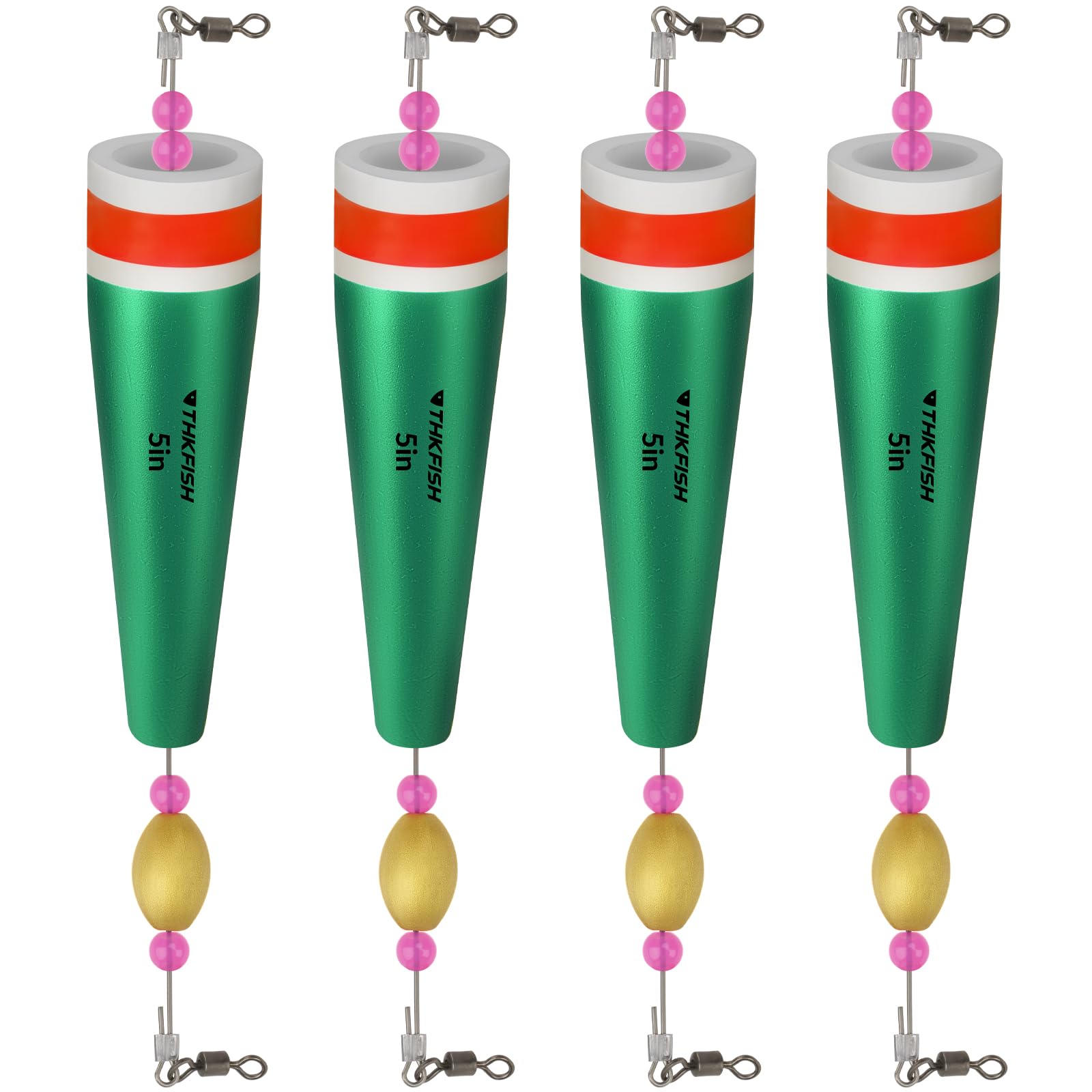 THKFISH Fishing Popping Cork Trout Floats - Weighted Rig, 4PCS GREEN, 40g