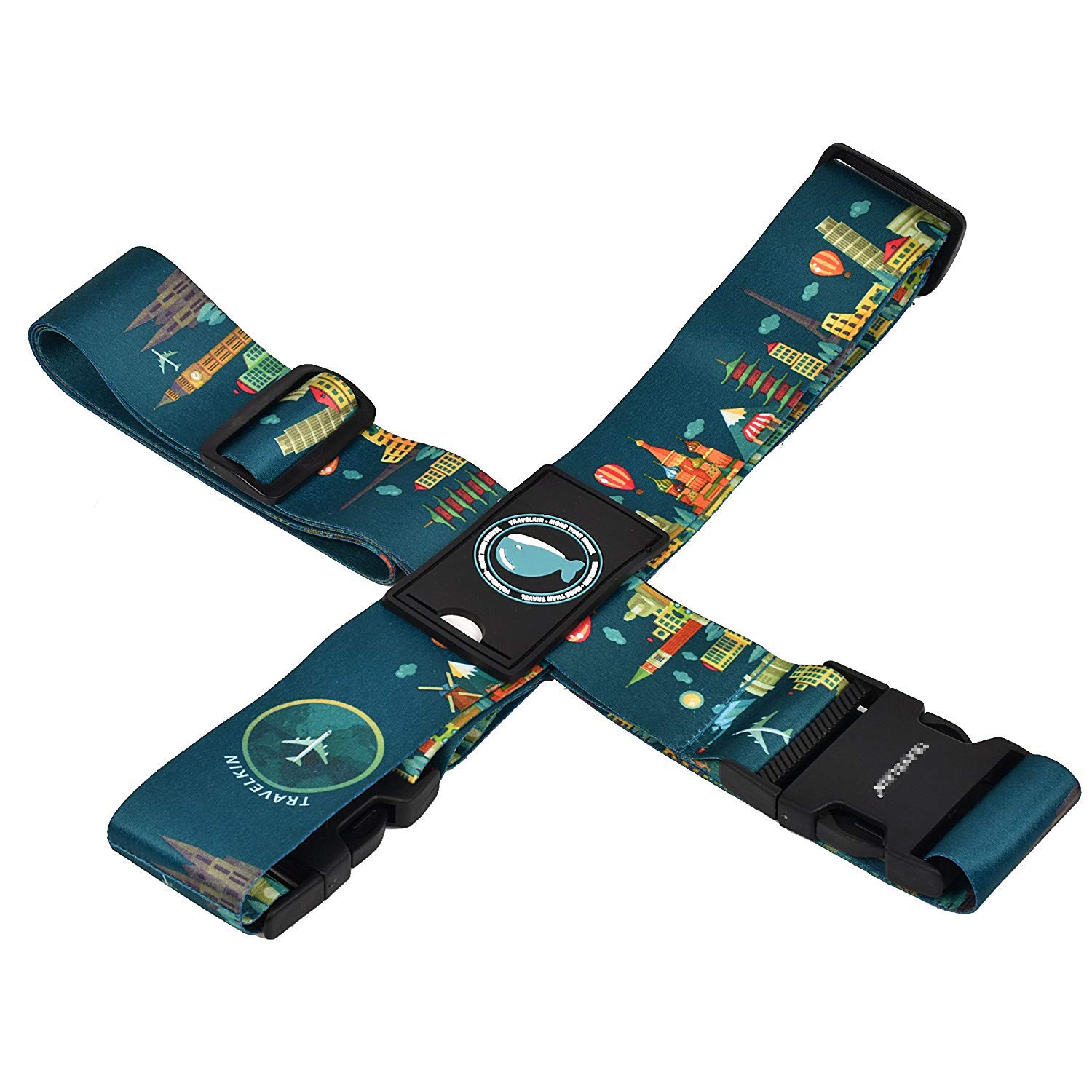 TVMALL Travel Luggage Strap Adjustable Cross Suitcase Belt Fashion Pattern Travel Accessories nylon Packing Belt fit for 20" to 32" Suitcase Luggage
