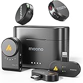 MAONO Wireless Lavalier Microphone for iPhone/Android/Camera/PC, Mini Lapel Mic with 48khz 24bit, Voice Filter, Noise Cancellation, 30h Battery, USB-C/Lightning Plug for Video Recording - Wave T5