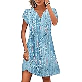 ETCYY Women's Casual T Shirt Dress Short Sleeve Summer Dresses 2026 Spring Clothes Boho Beach Vacation Sun Dress with Pockets
