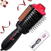 Heated Comb & 4-in-1 Blow Dryer Brush Hair Straightener Brush - Dual Mode Hot Air Styler for Drying, Straightening, Curling & Volumizing All Hair Types, Ceramic Ionic Technology