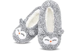 DICUIRD Kid's Animal Slipper Socks, Cartoon Cozy Fleece Indoor Kids Slipper, Fluzzy Warm Bedroom Shoes