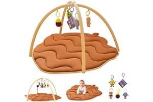 Poudee 50x43 in Large Baby Play Mat, Thickened Baby Play Gym & Activity Mat – Enhance Motor Skills with Many Detachable Toys! Infant Gift for Sensory Development & Tummy Time Fun! Pinecone Shaped