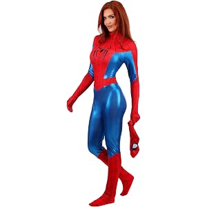 Marvel Spider-Man Zentai Suit Women's Costume, Superhero Full Body Jumpsuit with Mask