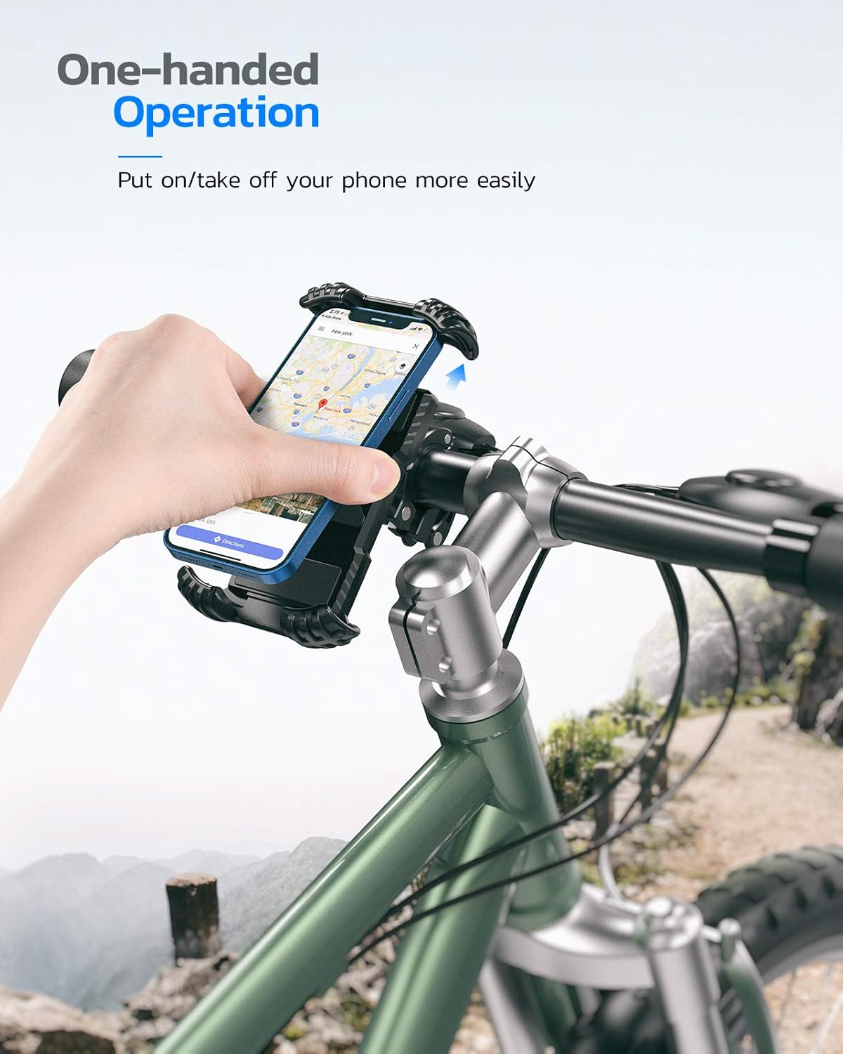 Nulaxy H18 Bike Phone Mount, Bicycle Phone Holder - Handlebar Adjustable Motorcycle Cell Phone Mount Clamp, Compatible with Phone 12 / Phone 11 Pro Max, S9, S10, S20+ and More 4.7" - 6.8" Devices
