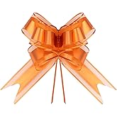 Moikolok Orange Pull Bows for Gift Wrapping 10PCS 6Inch Gift Bows for Baskets Thanksgiving Day Christmas Fall Season