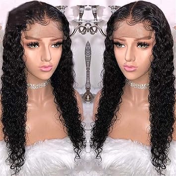 Amazon Com 13x6 Curly Lace Front Human Hair Wigs Pre Plucked