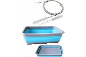 RAWROCK Hose and Mask for CPAP Cleaning Brush with Collapsible Wash Basin Bucket Tub - Essential Care Kit for CPAP Users, Suitable for 7 Feet Tubing and 22mm 19mm Diameter (Standard Set Basin & Brush)