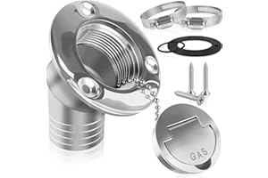 BOLTIGEN Boat Fuel Deck Fill/Filler with Keyless Cap with Screws, Marine Mirror Polished Stainless Steel Hardware Angled Neck for Boat Yacht Caravan